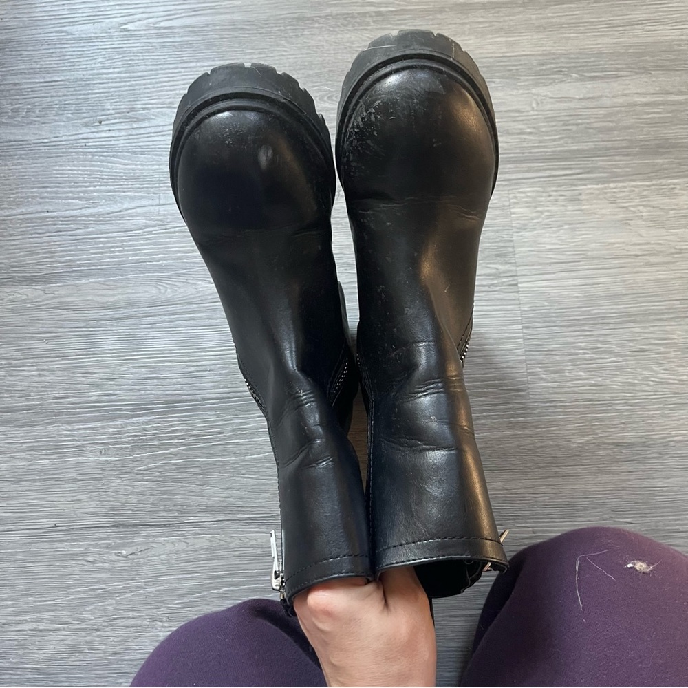 Black Chunky Heel Ankle Boots - Picture 5 of 5